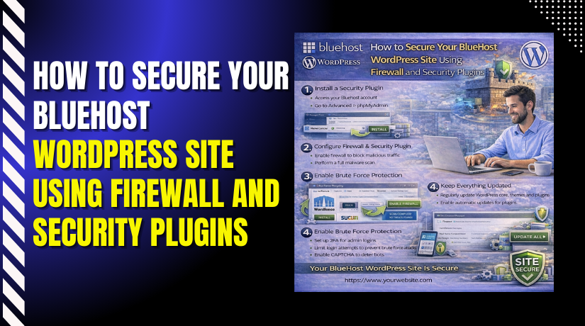 How to secure your Bluehost WordPress site using firewall and security plugins.