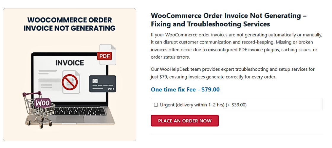 WooCommerce Order Invoice Not Generating